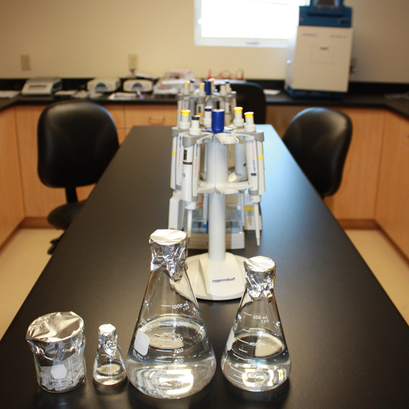 gallery_1 Beakers and lab equipment for soil and potato testing at PEIPQI